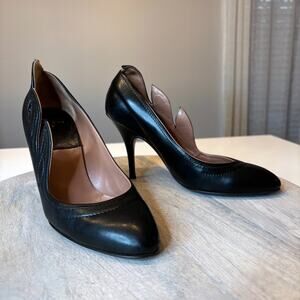 Laurence Dacade Black Leather Scalloped Pumps Heels Women's EU 36.5 US 6.5
